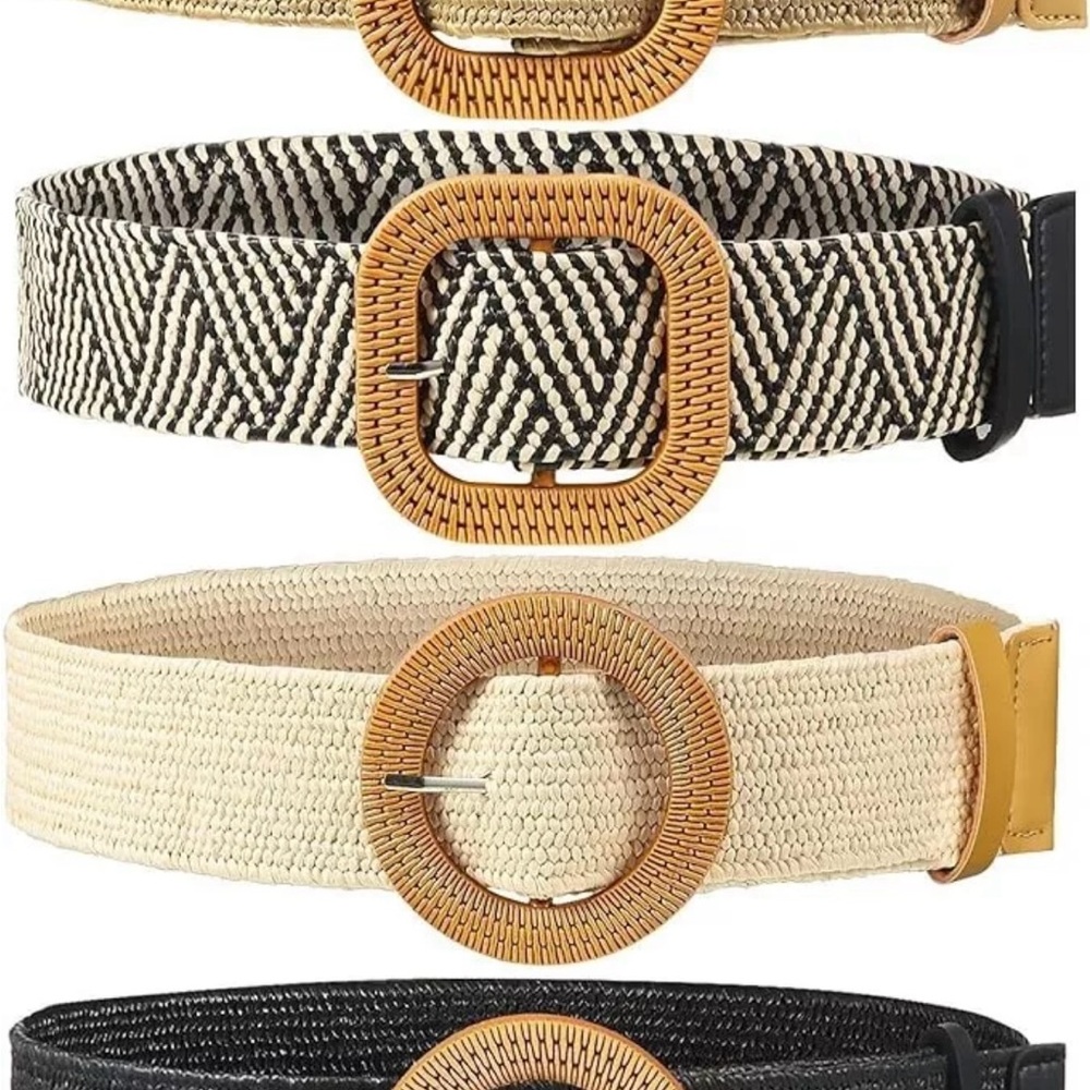 4-Pack Retro Color Straw Woven Belts QP2286 NWT L